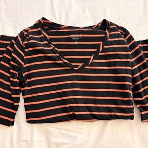 Isabel Maternity by Ingrid & Isabel Black and Orange Striped Top